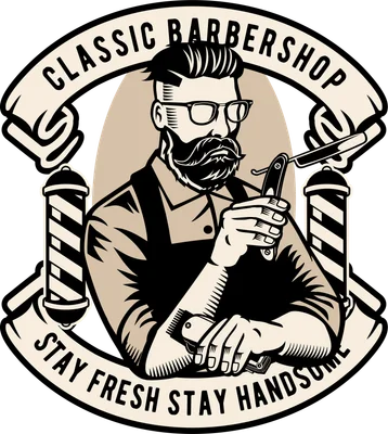 Logo thợ cắt tóc nam phong cách cổ điển vintage