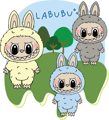 Ba nhân vật Labubu đáng yêu trong trang phục thỏ hoạt hình