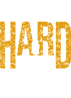 Hình ảnh typography với dòng chữ 'WORK HARD & STAY HUMBLE' màu trắng và vàng cam trên nền xám, chữ 'HARD' có hiệu ứng distressed.