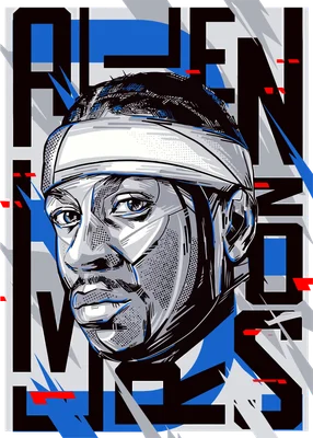 Hình vẽ chân dung Allen Iverson với phong cách graffiti, có chữ 'ALLEN IVERSON' phía sau.