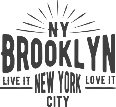 Thiết kế chữ phong cách retro với dòng chữ 'NY BROOKLYN NEW YORK CITY LIVE IT LOVE IT'