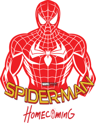 Hình ảnh Spider-Man trong bộ trang phục đỏ với biểu tượng nhện xám, chữ "SPIDER-MAN Homecoming" bên dưới.