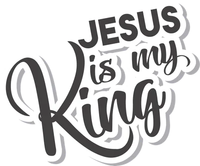 Thiết kế chữ nghệ thuật với dòng chữ 'Jesus is my King' màu đen viền trắng nổi bật trên nền xám.