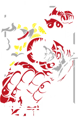 Hình ảnh Luffy Gear 4 Monkey D. Luffy trong One Piece, với nắm đấm lớn và biểu cảm quyết tâm.