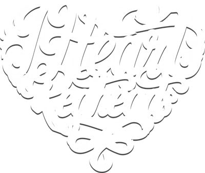 Hình ảnh chữ 'I Heart Redheads' màu trắng với hiệu ứng đổ bóng, được thiết kế theo phong cách thư pháp tạo hình trái tim trên nền xám.