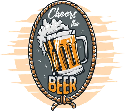 Hình in ly bia Cheers the Beer phong cách vintage