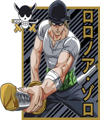 Hình ảnh Roronoa Zoro, nhân vật One Piece, cầm kiếm với vẻ mặt quyết tâm.