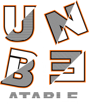 Thiết kế chữ UNBEATABLE màu trắng, đen, cam trên nền xám, với các từ BRAVERY, STRENGTH, INTELLIGENCE