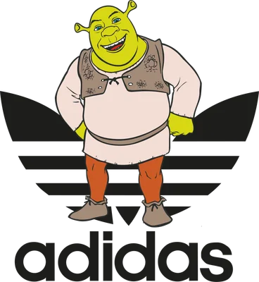 Shrek hài hước đứng trên logo Adidas