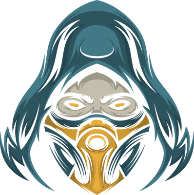Nhân vật Scorpion từ Mortal Kombat đeo mặt nạ vàng phong cách đồ họa vector