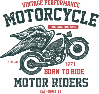 Thiết kế đồ họa xe mô tô có cánh phong cách cổ điển vintage với chữ Born To Ride
