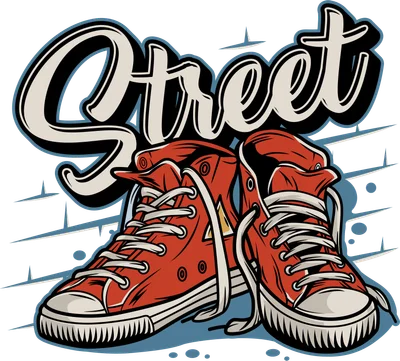 Hình in giày sneaker đỏ phong cách đường phố Street