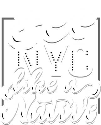 Thiết kế chữ nghệ thuật "See NYC like a Native" màu trắng trên nền xám