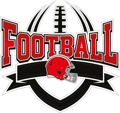 Logo bóng bầu dục với chữ FOOTBALL màu đỏ và mũ bảo hiểm đỏ