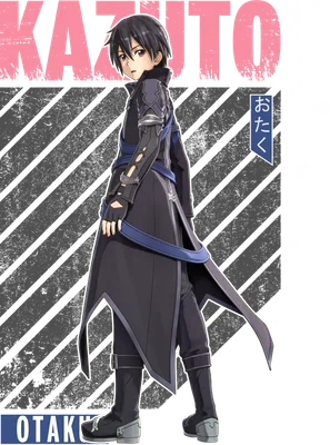 Nhân vật Kirito trong Sword Art Online, mặc trang phục đen, tóc đen, nhìn về phía trước.