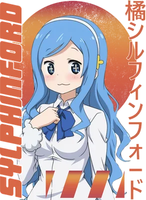 Hình ảnh anime cô gái tóc xanh dài, mặc áo sơ mi trắng, đeo nơ xanh và băng đô.