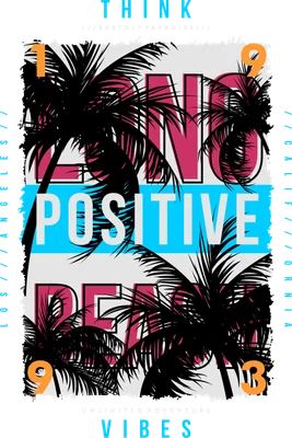 Thiết kế đồ họa typography với cây cọ và chữ Positive Beach phong cách retro