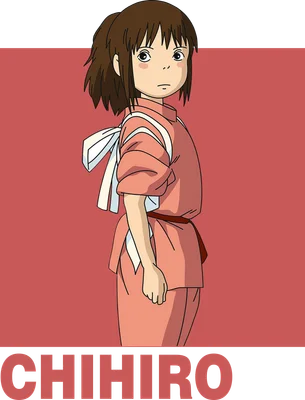 Hình ảnh nhân vật Chihiro trong phim Spirited Away, mặc trang phục màu hồng, tóc nâu, nhìn nghiêng.