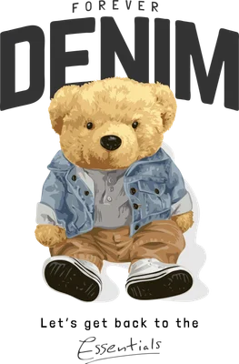 Gấu bông phong cách denim cá tính với áo khoác jean