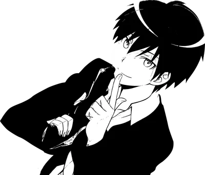 Chàng trai anime bí ẩn với ngón tay đặt lên môi