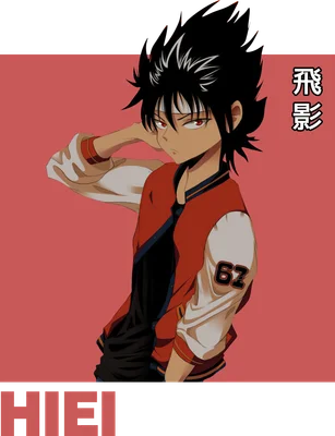 Hình ảnh chàng trai anime tóc đen, mắt đỏ, mặc áo khoác bomber đỏ, số 62 trên tay áo, phong cách cool ngầu.