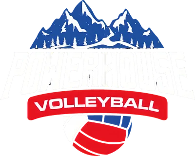 Logo Powerhouse Volleyball núi và bóng