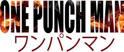 Logo One Punch Man với hiệu ứng lửa và khói bao quanh, kèm chữ tiếng Nhật