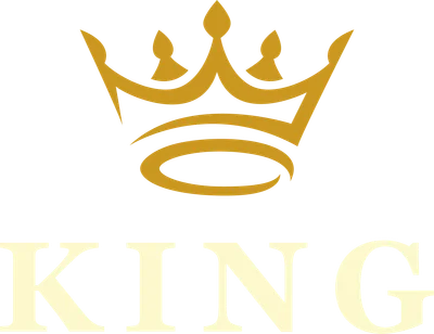 Hình ảnh vương miện màu vàng và chữ 'KING' màu vàng nhạt trên nền xám