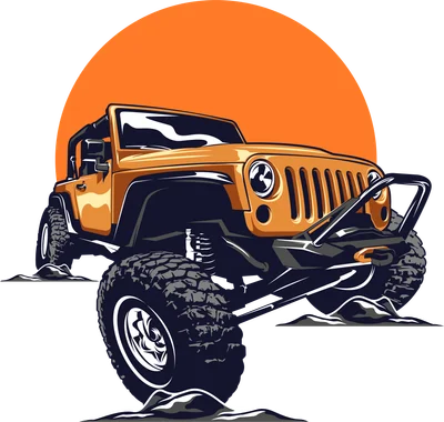 Hình minh họa xe địa hình off-road màu vàng cam phong cách vector sắc nét