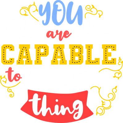 Hình ảnh typography với thông điệp 'You are capable to amazing thing' được trang trí bằng họa tiết lá và hoa văn xoắn ốc trên nền xám.