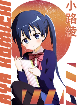 Hình ảnh cô gái anime tóc xanh cột hai bím, mặc áo sơ mi trắng, nơ đỏ, áo khoác xanh, cầm quyển sổ.