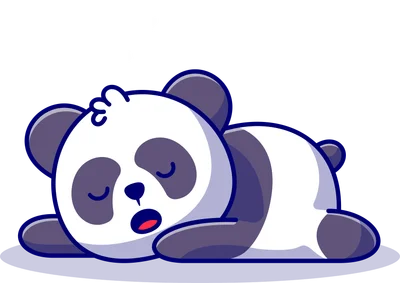 Hình vẽ gấu trúc dễ thương đang ngủ say với biểu tượng 'Zzz' phía trên đầu.