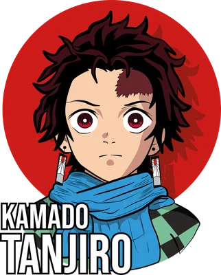 Hình vẽ chibi Kamado Tanjiro, nhân vật anime nổi tiếng, với đôi mắt to tròn và khăn choàng xanh.