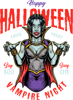 Hình minh họa ma cà rồng nữ phong cách vintage cho lễ hội Halloween