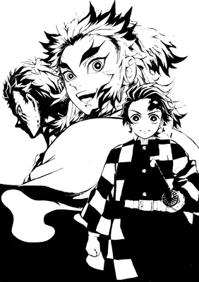 Hình ảnh minh họa nhân vật Tanjiro Kamado và Kyojuro Rengoku từ anime/manga Demon Slayer