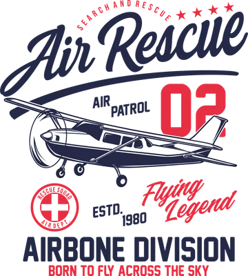Máy bay cứu hộ Air Rescue phong cách vintage mạnh mẽ