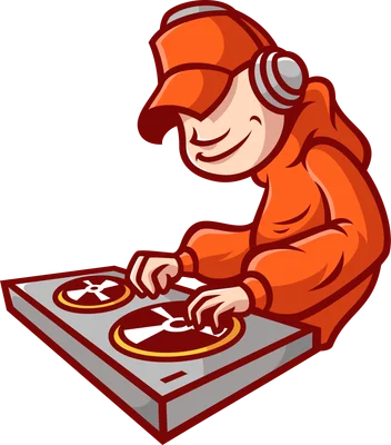 Hình ảnh minh họa một DJ trẻ tuổi đeo tai nghe, mặc áo hoodie và mũ lưỡi trai, đang chơi nhạc trên bàn xoay.
