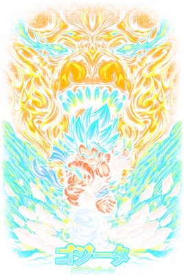 Hình ảnh Gogeta Super Saiyan 4 với rồng vàng khổng lồ phía sau, phong cách anime mạnh mẽ.