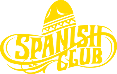 Logo "Spanish Club" màu vàng nổi bật trên nền xám, có hình mũ sombrero