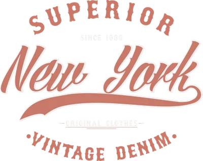 Thiết kế chữ New York màu cam đất với viền trắng trên nền xám, phong cách vintage cổ điển.