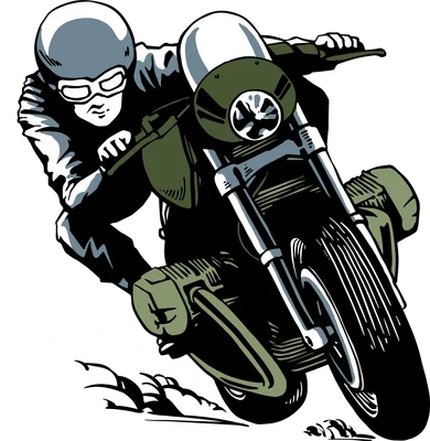 Hình minh họa biker đội mũ bảo hiểm lái xe mô tô phân khối lớn phong cách truyện tranh