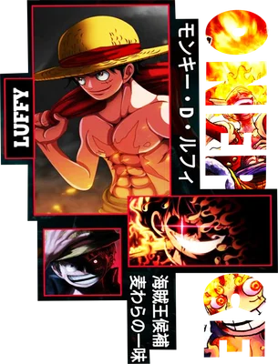 Hình ảnh Monkey D. Luffy trong trạng thái Gear 5 với mái tóc trắng, đôi mắt đỏ rực và hào quang lửa bao quanh.