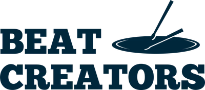 Logo Beat Creators với chữ "BEAT CREATORS" và biểu tượng hình đĩa than với hai cây kim