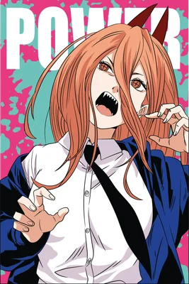 Hình ảnh nhân vật nữ anime tóc cam, đeo sừng, mặc áo sơ mi trắng và cà vạt đen, biểu cảm dữ tợn.