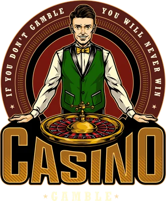 Hình minh họa người chia bài casino với bàn roulette phong cách vintage cổ điển
