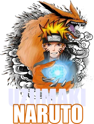 Hình ảnh Naruto Uzumaki cùng Cửu Vĩ và Rasengan, text "UZUMAKI NARUTO"