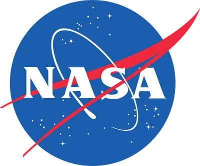 Logo NASA màu xanh dương với chữ trắng 'NASA' và dải đỏ, biểu tượng không gian.