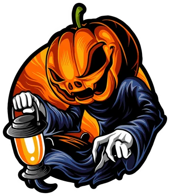 Nhân vật bí ngô Halloween cầm đèn lồng phong cách hoạt hình sắc nét