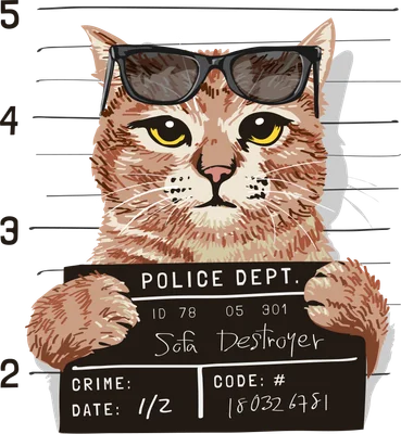 Mèo đeo kính râm "Sofa Destroyer" ảnh thẻ cảnh sát