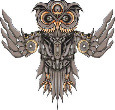 Cú máy steampunk mạnh mẽ, chi tiết vàng đồng